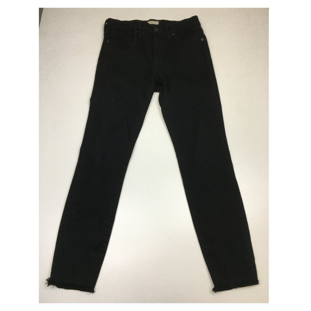 MADEWELL 5 Pocket Black Wash 9" High Rise Waist Raw Edge Hem Skinny Jeans